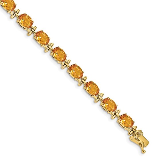 14k Yellow Gold Citrine (November Birthstone) Bracelet 7 mm x 5 mm - Picture 1 of 2